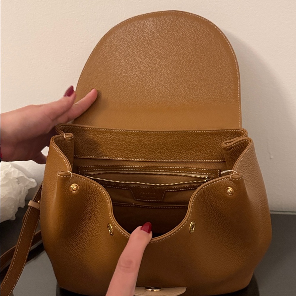 Polene Numbero Un Brown & Tan Leather Top-Handle Satchel - Picture 6 of 7